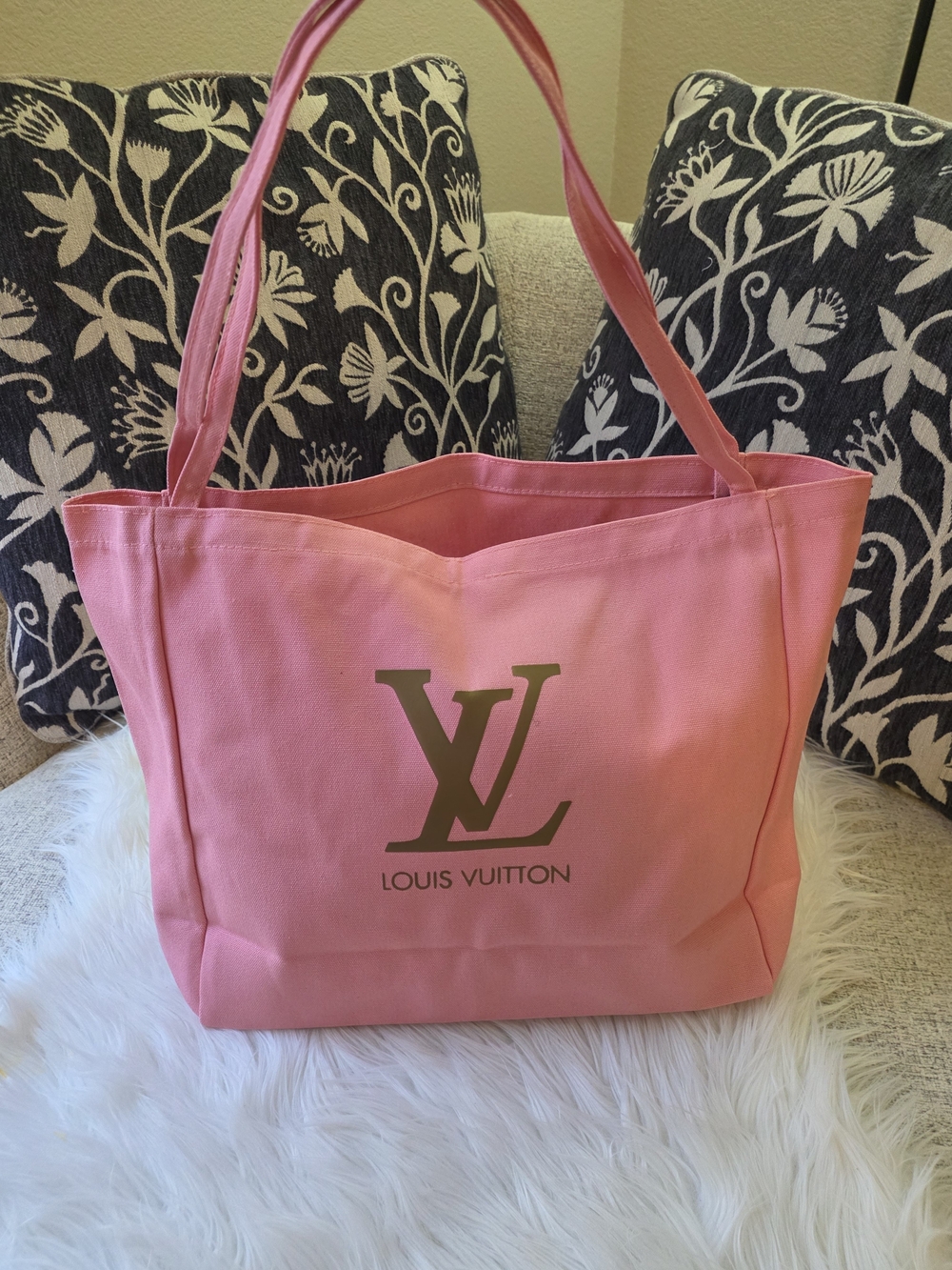 Pink Canvas Tote Bag With Slim Handles - Picture 9 of 9